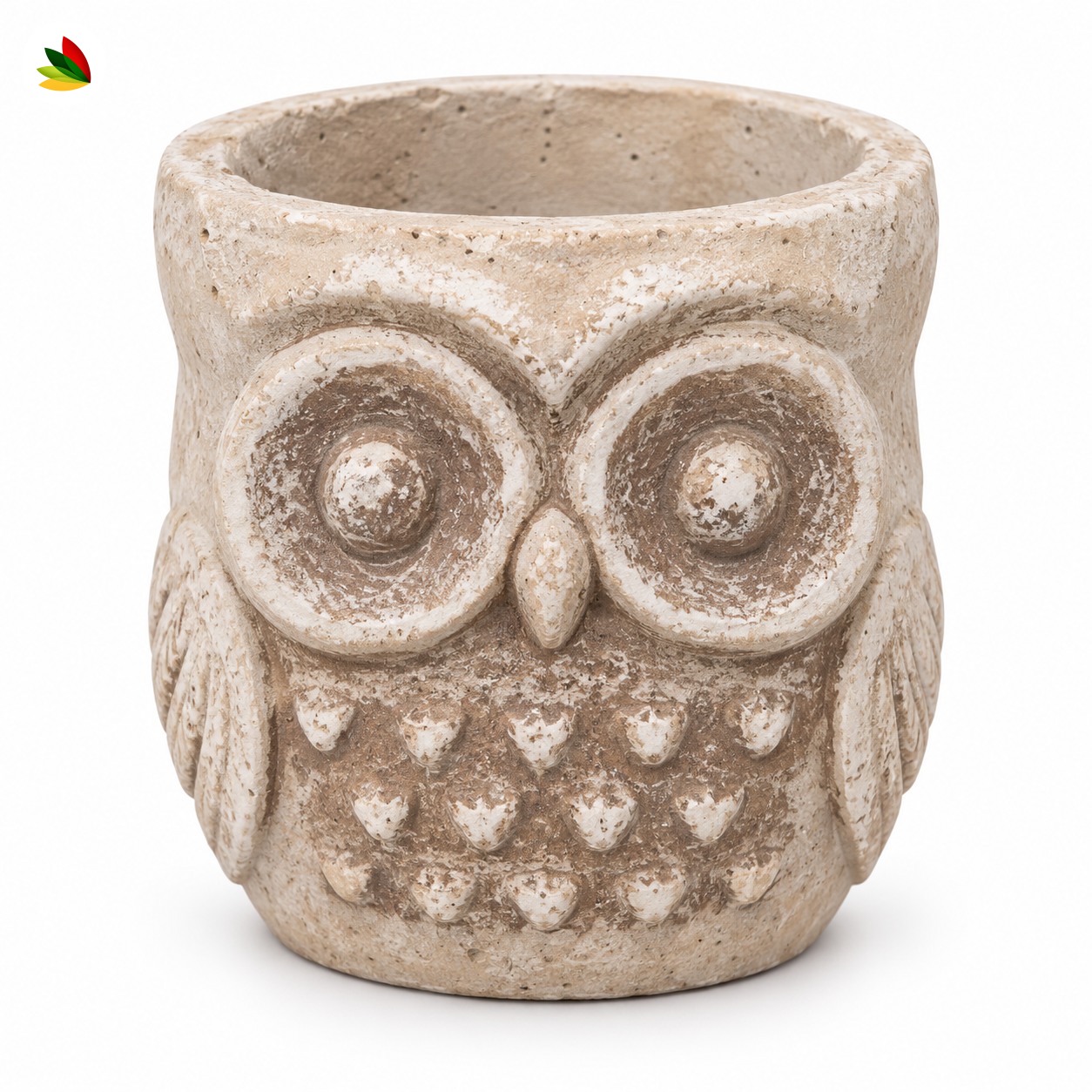 Búho en relieve · Arena con pátina de fibrocemento