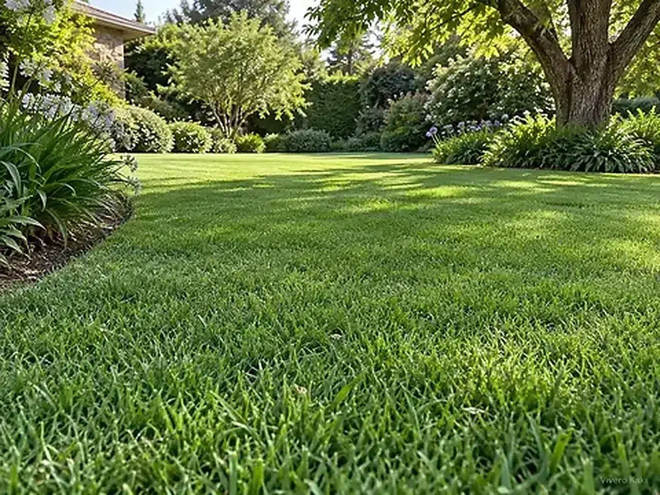 Césped desarrollado en un jardín